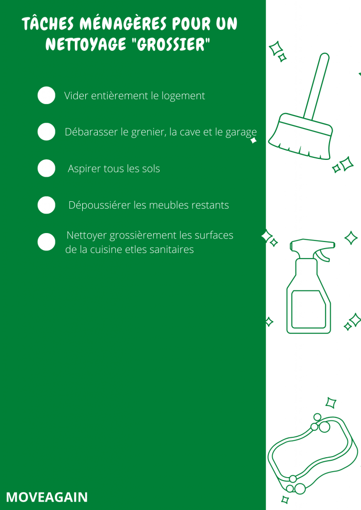 checklist pour un nettoyage grossier